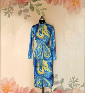 Urbanic Blue and Yellow Marble Dress