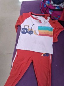 Red and White Tshirt With Pyjama