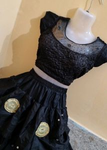 Black Partywear Gold Patchwork Lehnga Choli🌸