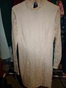 Elegant White Lace Bodycon Dress S-M