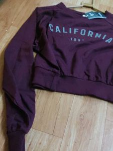 It Is A Cool, Pretty Croped Sweat Shirt ,Maroon