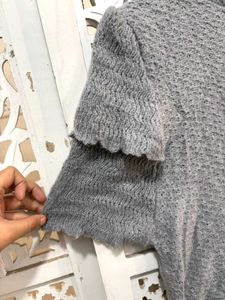 🎀BUY1 GET1 FREE Gray Knit Short Sleeve Top C