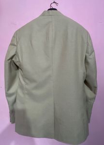 Beige Mandarin Collar Blazer