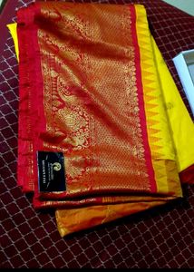 Yellow ❤️,red Gadwal saree