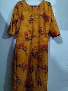 Yellow Floral Print Kurta