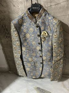 Men's Blue & Gold Brocade Jacket