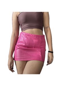Hot Pink Faux Leather Mini Skirt