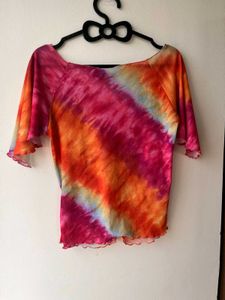 Tie-Dye Flared Sleeve Top