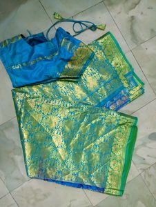 Blue Silk Saree with Blouse