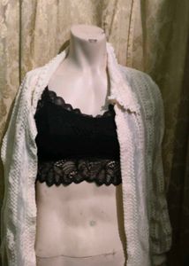 lace bralette with cardigan