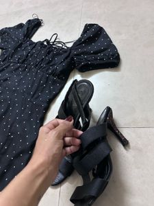 Black H&amp;M Dress With Catwalk Heels