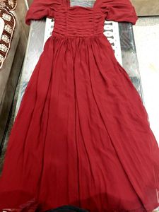 Chic Burgundy Chiffon Maxi Dress