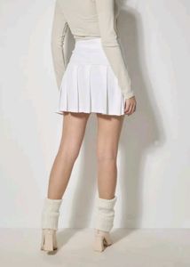 White Pleated Mini Skirt