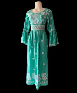 Embroidered Green Maxi Dress