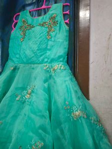 Girl&#39;s Embellished Aqua Dress