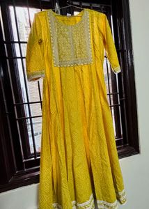 Yellow Printed Kurta With Pants