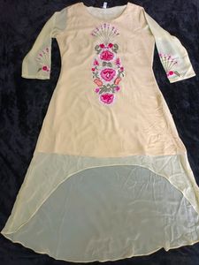 Up And Down Kurti With White Dhoti