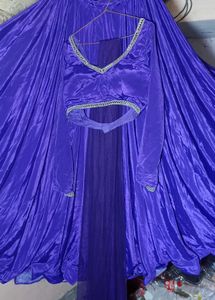 Purple Silk Lahanga Choli With Dupatta Set