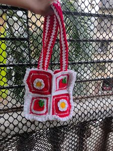 Crochet Strawberry Tote Bag
