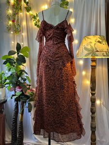 Leopard Print Ruffle Dress