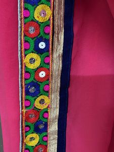Elegant Pink Saree Jaipuri boarder 3 shade saari