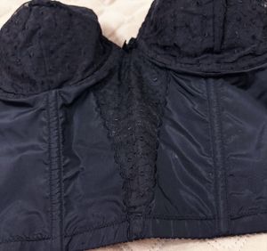 Triump Exquisit Black Tuxedo Lace Bustier Top