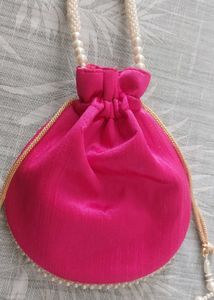 Pink Beaded Potli Bag