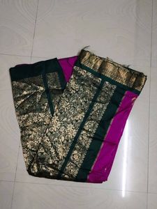 Pink And Green Pattu Saree