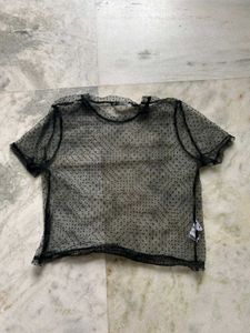 Sheer Black Polka Dot Top