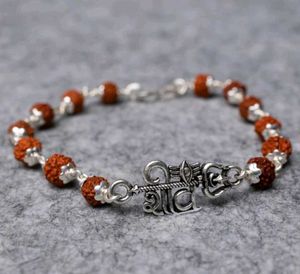 Real Silver Shiv Charm Rudraksha Bracelet