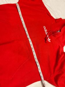 Adidas Red Trefoil Hoodie Pullover Sweatshirt