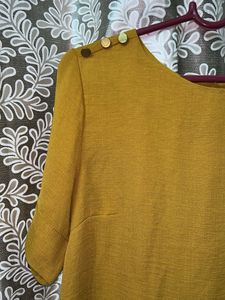 Mustard Yellow Button Detail Top