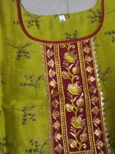 Olive Green Kurta Paired With Maroon Salwar
