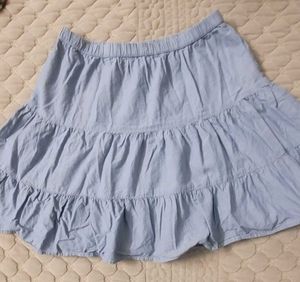 H&m Girls  Denim Color Cotton Skirt