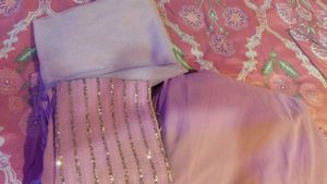 Women&#39;s Pink Embellished  Georgette full  Stitched