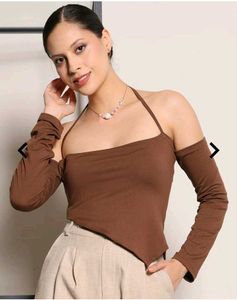 Chic Brown Off-Shoulder Top
