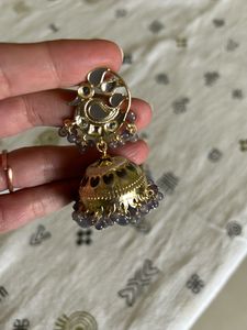 ☑️Grey bird Pearls Jhumka Earrings - new