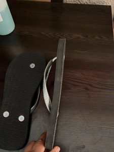 grey rubber slippers