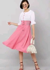 Pink & White Fit and Flare Dress (BK)