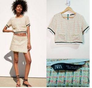 Zara Tweed Crop Top & Skirt Set