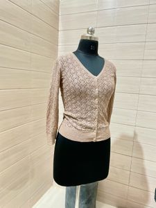 Vinatge Beige Knit Cardigan