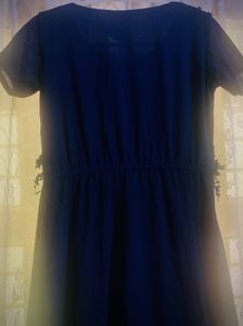 Elegant Navy Blue Georgette Gown✨