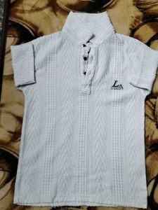 Boys White Cotton Blend Shirt