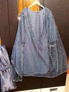 Grey Chikankari Embroidered Kurta Set🩶
