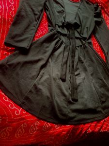 Black Long Sleeve Tie Back Dress/ Western Cut-Out