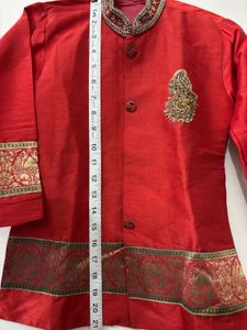 Red Ethnic Buttoned Kurta| Sherwani