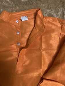 Orange &amp; White Kids Kurta Payjama With Jacket