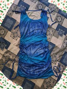 Blue Tie-Dye Bodycon Mini Dress