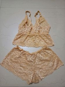 New Bridal Nightwear Bra Brief Set