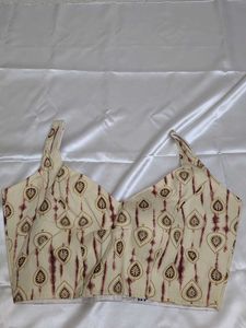 Cotton Printed Blouse-hands Attached Inside